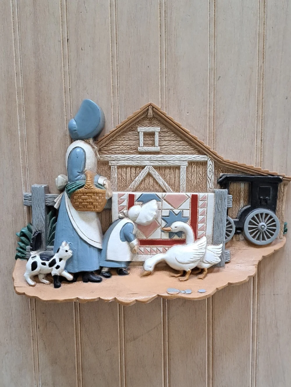 Vintage Burwood Amish Farm Wall Decor Set Homestead Scene Made In USA 3340